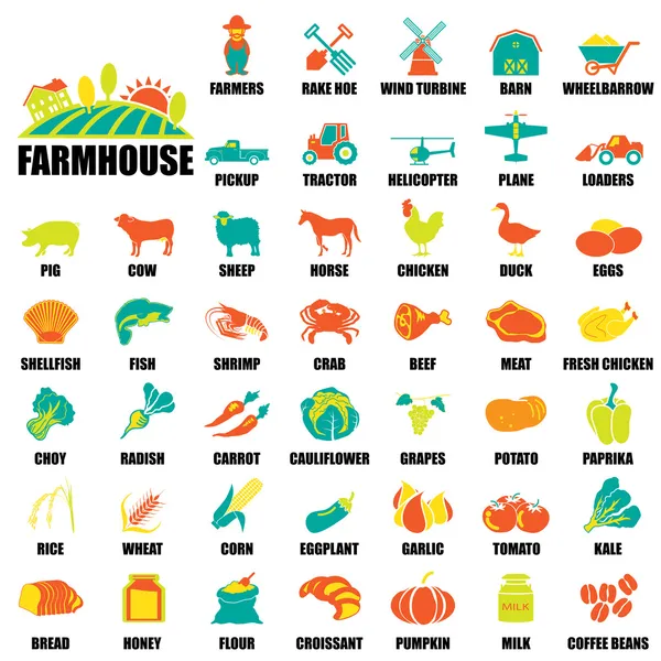 Set icone fattoria — Vettoriale Stock