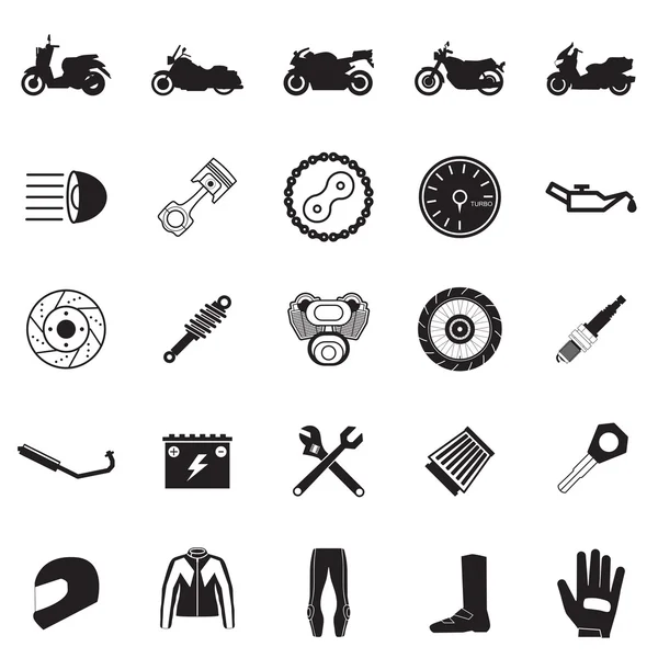 Parte de la motocicleta y conjunto de artículos — Vector de stock