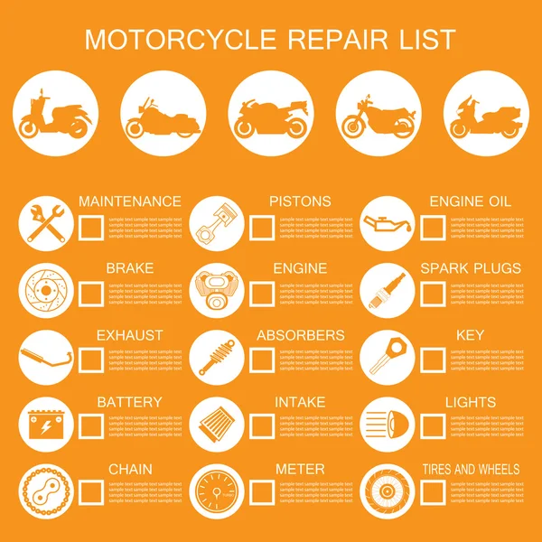 Motorfiets deel informatie — Stockvector