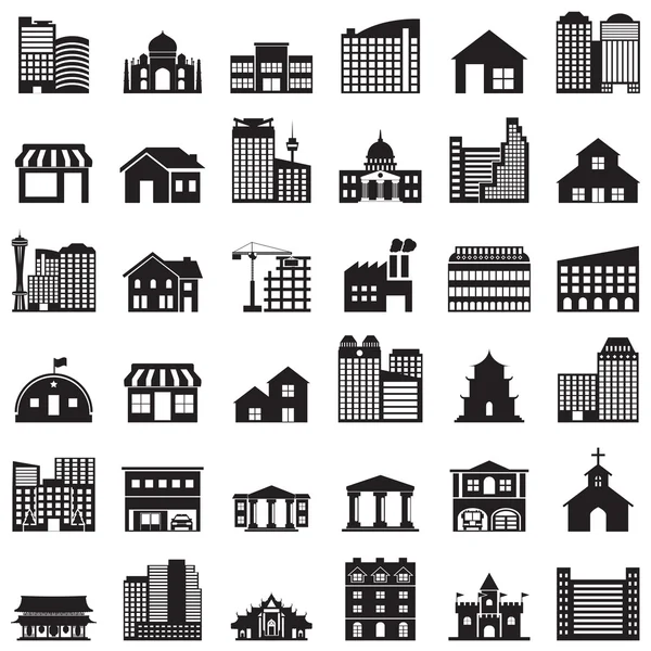 Building icons set — Stock Vector