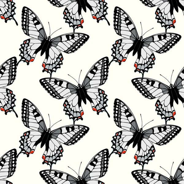 Patrón sin costuras con mariposas de cola de golondrina machaon — Archivo Imágenes Vectoriales