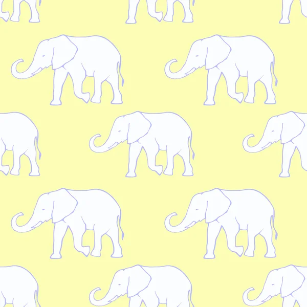 Bezešvé pattern s ručně tažené silueta sloni — Stockový vektor