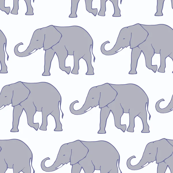Seamless mönster med hand dras silhouette elefanter — Stock vektor