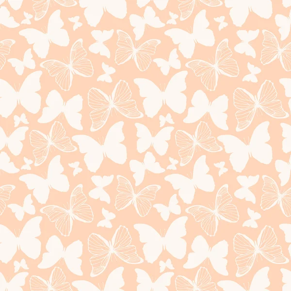 Nahtloses Muster mit handgezeichneten dekorativen Schmetterlingen — Stockvektor