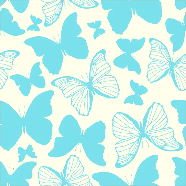 Seamless pattern with hand drawn decorative butterflies — Stock Vector