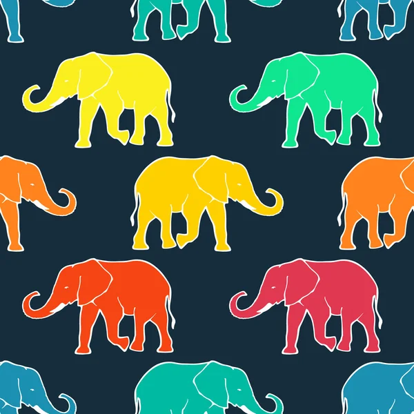 Padrão sem costura com elefantes silhueta desenhados à mão —  Vetores de Stock
