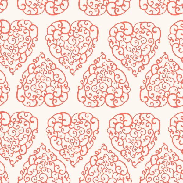 Seamless pattern with hand drawn doodle hearts — Stock Vector