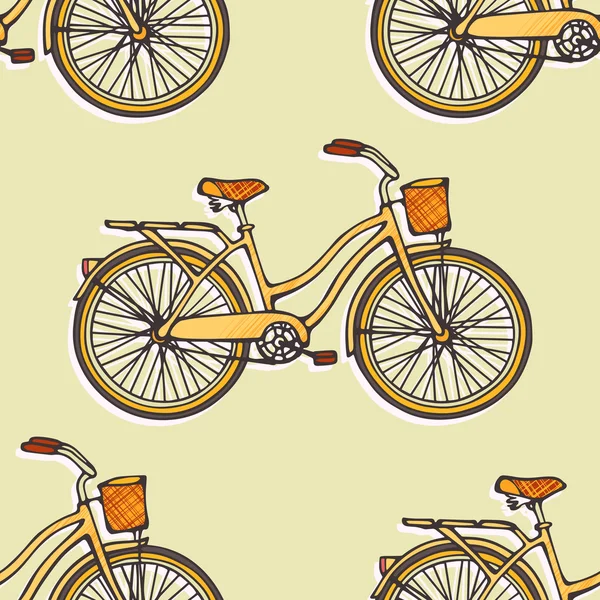 Seamless pattern with hand drawn vintage bicycles — Stock Vector