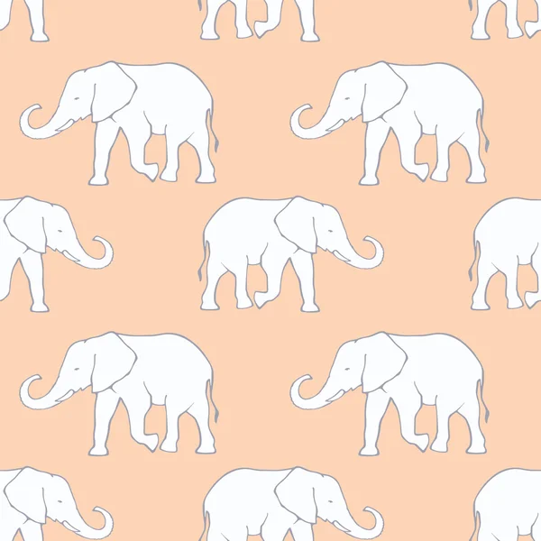 Бесшовный узор с нарисованными вручную декоративными слонами — стоковый вектор