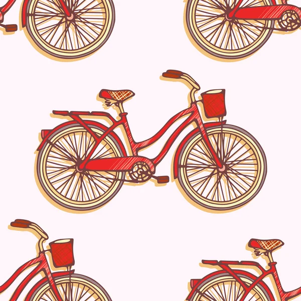 Seamless pattern with hand drawn vintage bicycles — Stock Vector