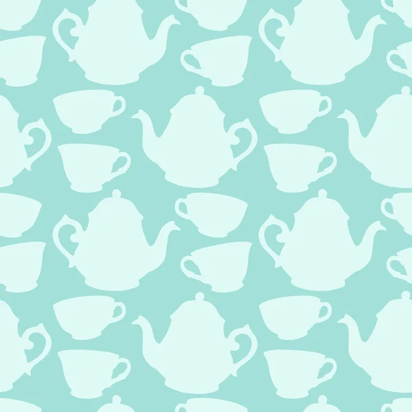 Seamless pattern with decorative cups and teapots — Stock Vector