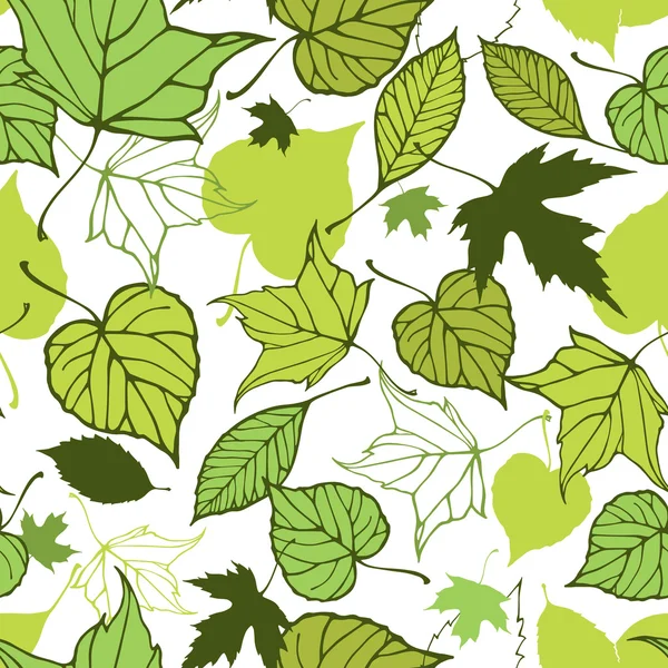 Motif sans couture avec feuilles décoratives stylisées — Image vectorielle