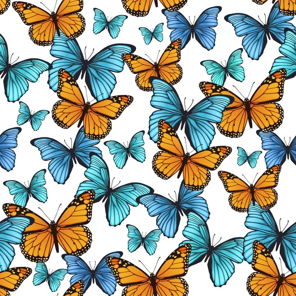 Seamless pattern with decorative butterflies — Stock Vector