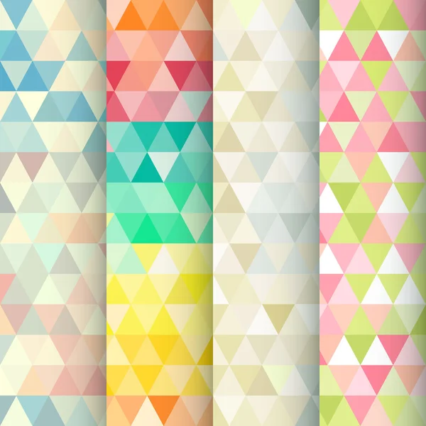 Abstract geometric triangle seamless patterns set — Stock Vector