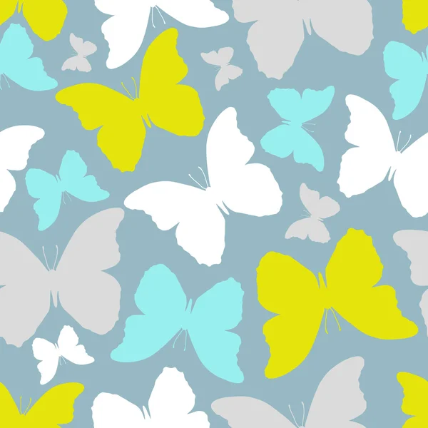 Patrón sin costuras con mariposas de silueta estilizadas — Vector de stock