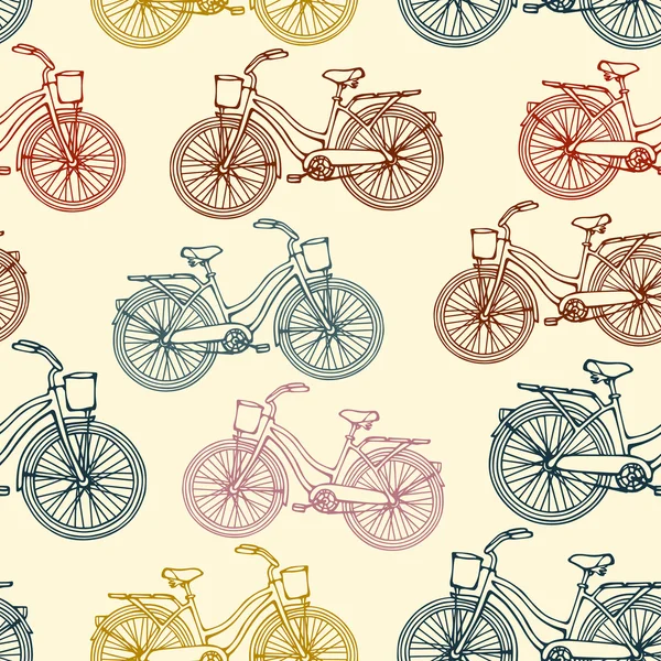 Modèle sans couture avec contour vélos vintage — Image vectorielle