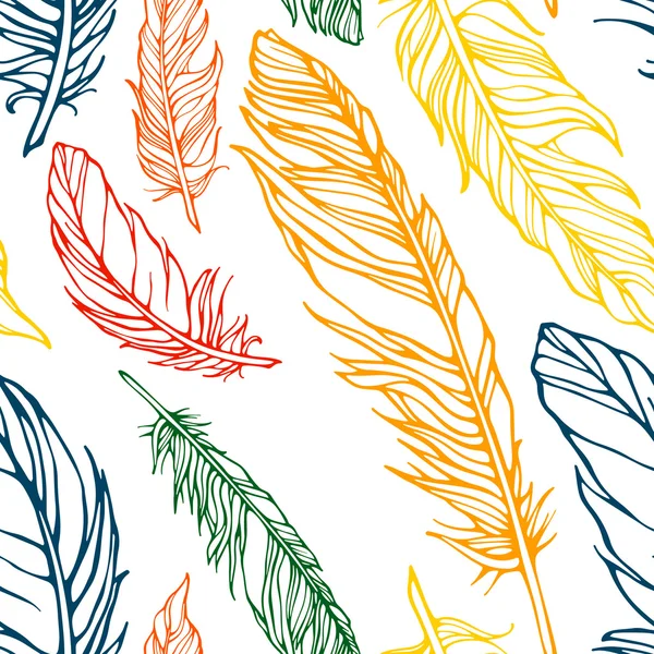 Seamless pattern with decorative feathers — Stock Vector