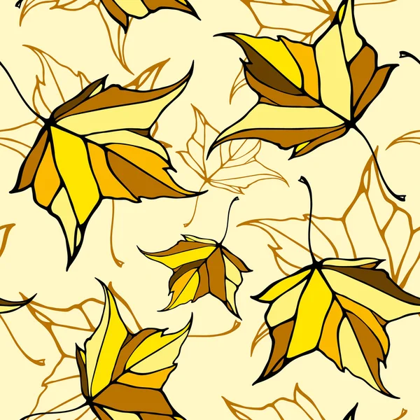 Бесшовный рисунок со стилизованными опадающими листьями — стоковый вектор