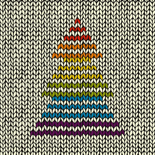 Nahtloses Muster mit gestricktem Weihnachtsbaum — Stockvektor