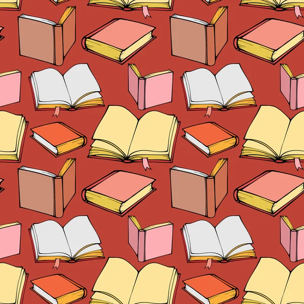 Naadloze patroon met decoratieve boeken — Stockvector