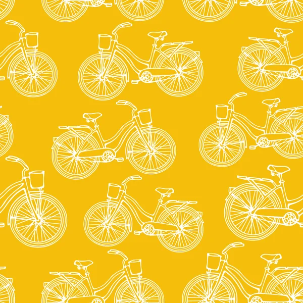 Nahtloses Muster mit konturierten Vintage-Fahrrädern — Stockvektor