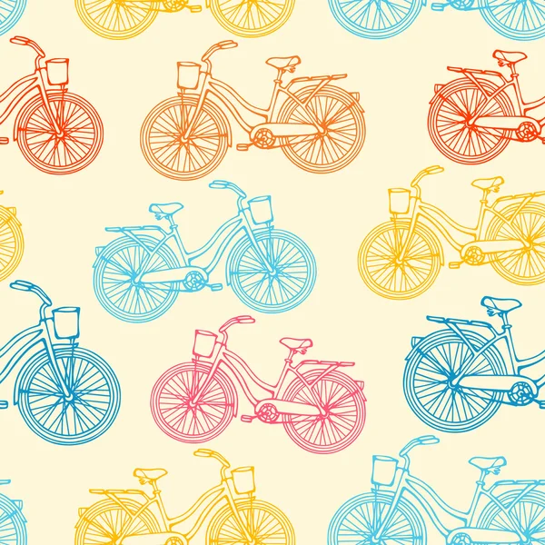 Padrão sem costura com bicicletas vintage esboço —  Vetores de Stock