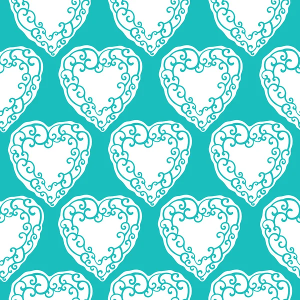 Patrón sin costuras con corazones ornamentales garabatos decorativos — Vector de stock