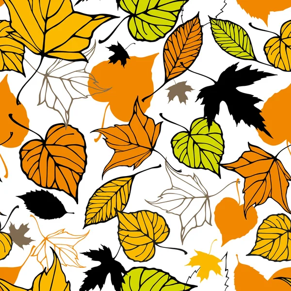 装飾的な秋の紅葉とのシームレスなパターン — ストックベクタ