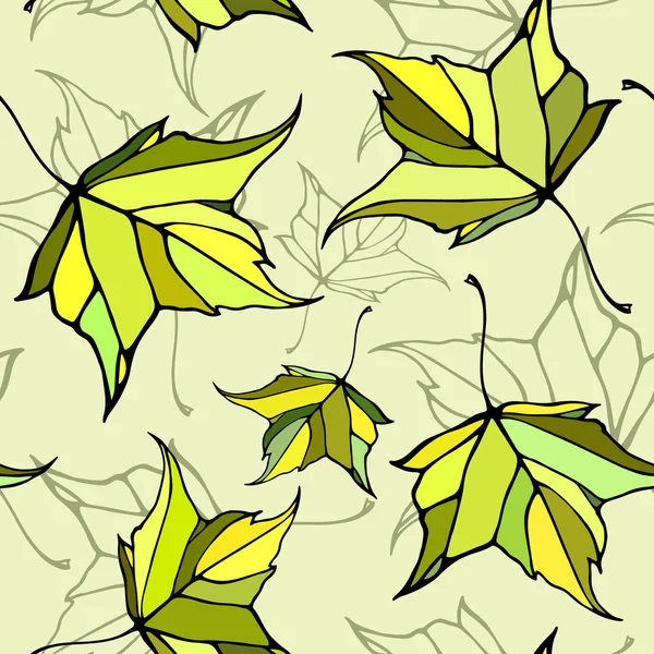 Motif sans couture avec feuilles décoratives stylisées — Image vectorielle