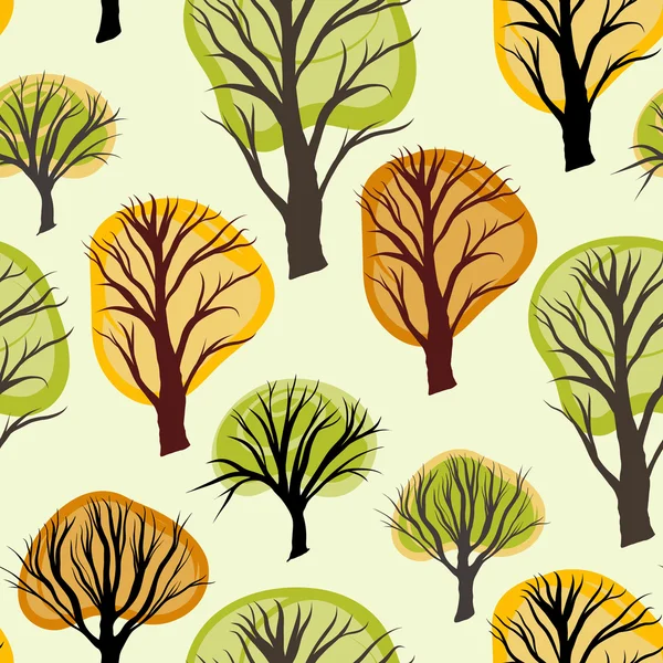 Modèle sans couture avec des arbres décoratifs — Image vectorielle