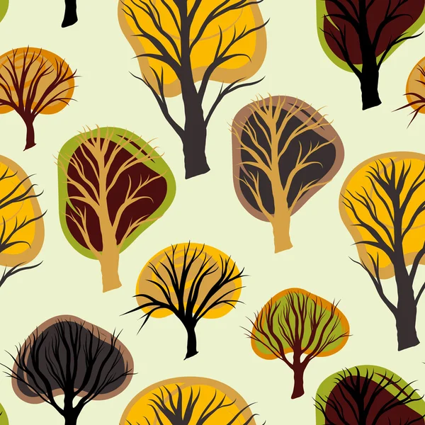 Nahtloses Muster mit dekorativen Bäumen — Stockvektor