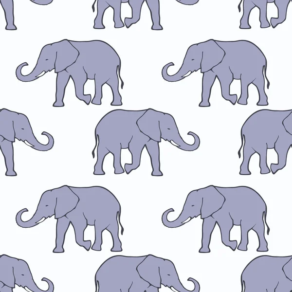 Seamless pattern with ilhouette elephants — Stock Vector