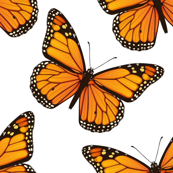 Seamless pattern with monarch butterflies — Stock Vector