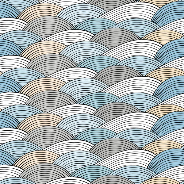 Seamless pattern with hand drawn abstract waves texture — Stock Vector