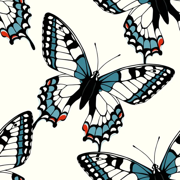 Χωρίς ραφή πρότυπο με διακοσμητικά Μαχάων πεταλούδες — Διανυσματικό Αρχείο