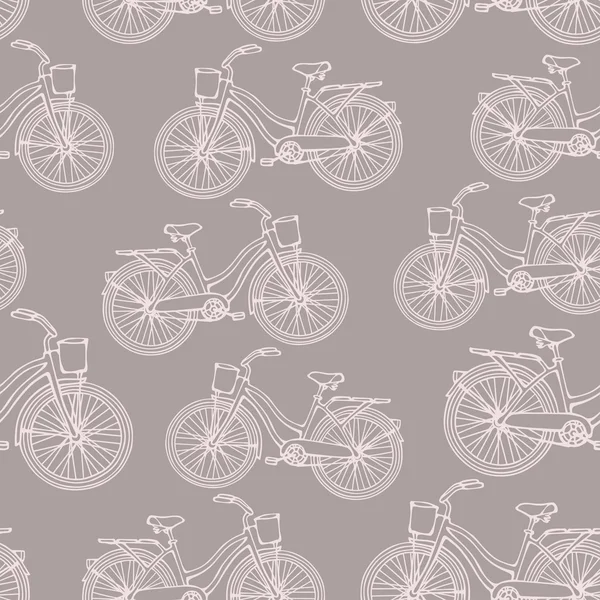 Patrón sin costuras con contorno de bicicletas vintage — Vector de stock