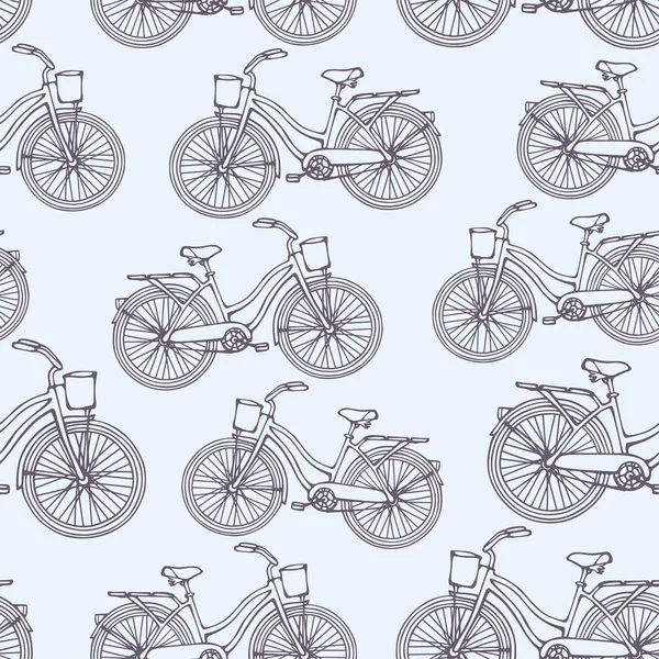 Patrón sin costuras con contorno de bicicletas vintage — Vector de stock