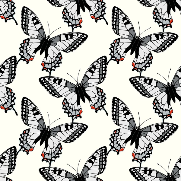 Seamless pattern with machaon swallowtail butterflies — Stock Vector