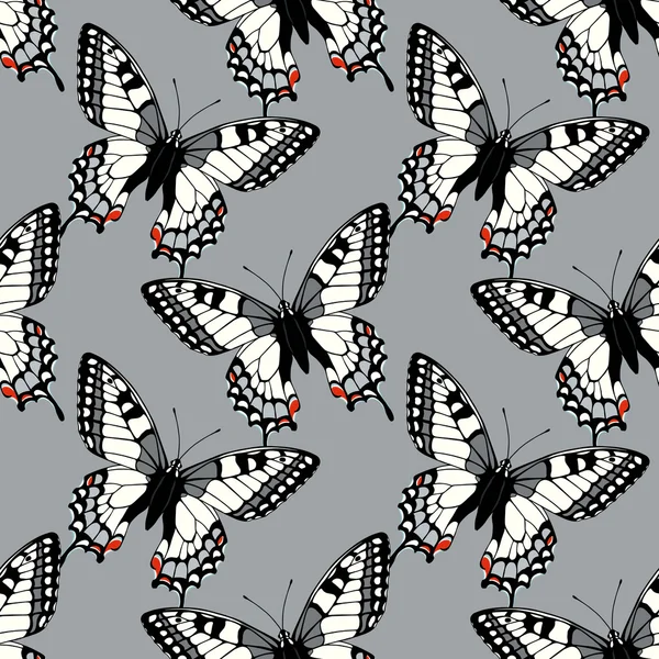 Naadloze patroon met machaon swallowtail butterflies — Stockvector