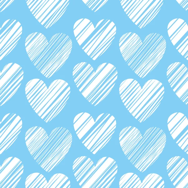 Seamless pattern with bright hand drawn grunge textured hearts — Stock Vector