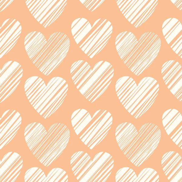 Seamless pattern with bright hand drawn grunge textured hearts — Stock Vector