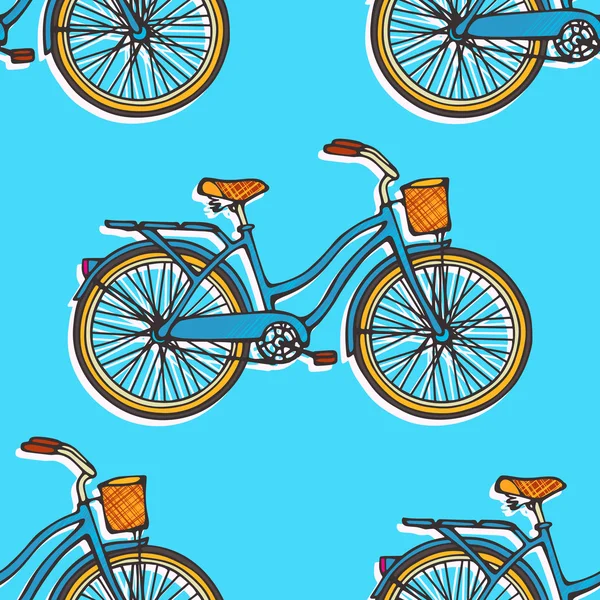 Бесшовный рисунок с велосипедами — стоковый вектор