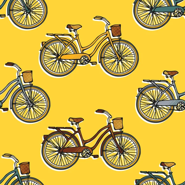 Seamless pattern with  bicycles — Stock Vector