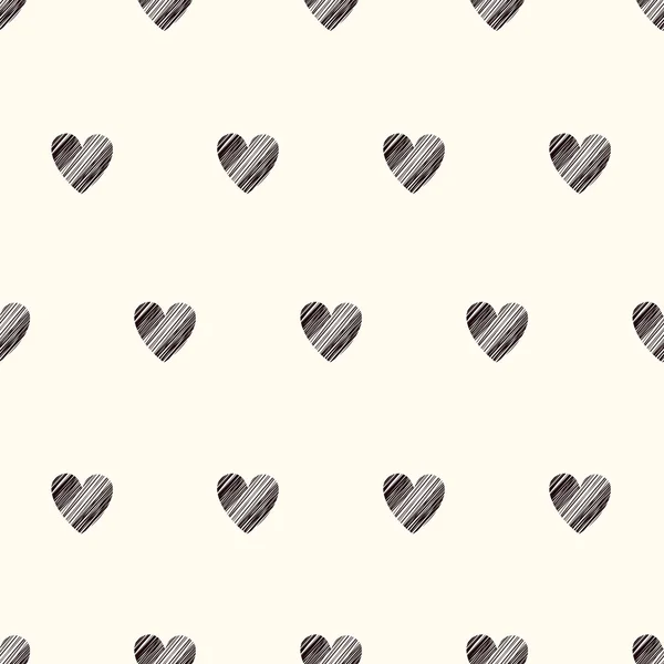 Seamless pattern with bright hand drawn grunge textured hearts — Stock Vector