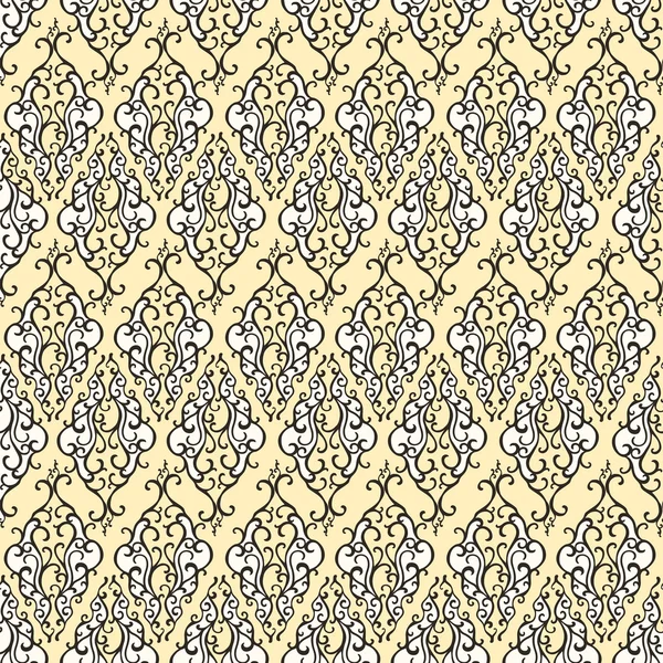 Patrón sin costuras con adorno de garabato de damasco abstracto — Archivo Imágenes Vectoriales