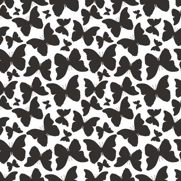 Seamless pattern with silhouette decorative butterflies — Stock Vector