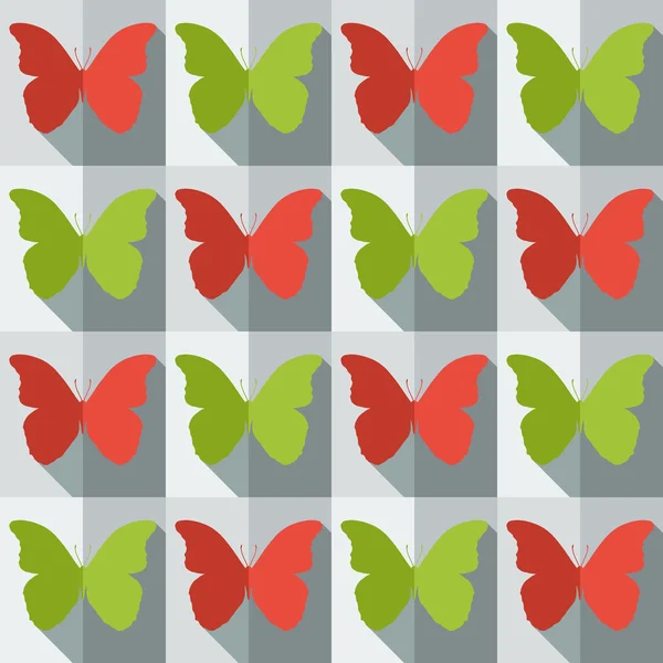 Flat style seamless pattern with butterflies — Stock Vector