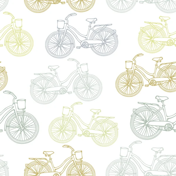 Χωρίς ραφή πρότυπο με περίγραμμα εκλεκτής ποιότητας ποδήλατα — Διανυσματικό Αρχείο