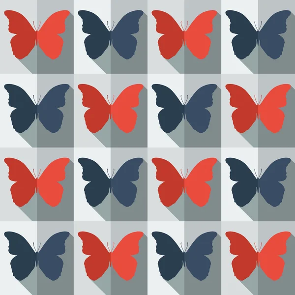Modèle plat sans couture avec des papillons — Image vectorielle