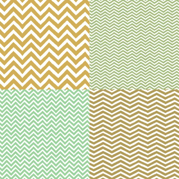 Geometric chevron seamless patterns set. Hand drawn texture — Stock Vector